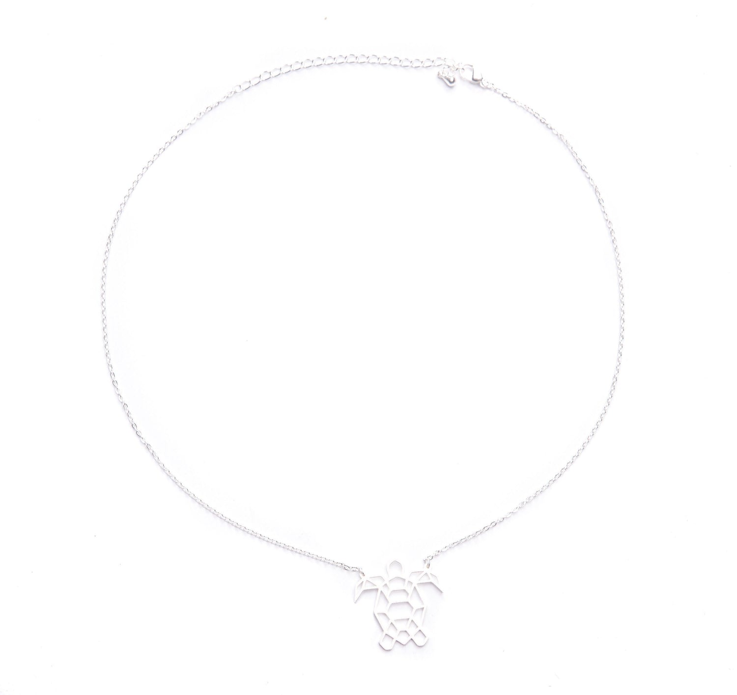 Turtle Silver Origami Geometric Necklace