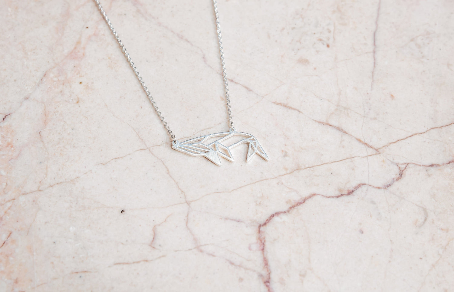 Whale Silver Origami Geometric Necklace