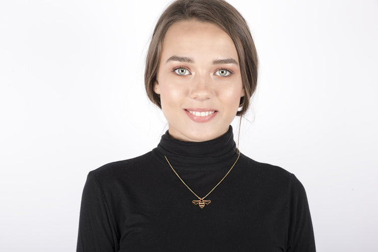 Origami Animal Necklace Bee Gold