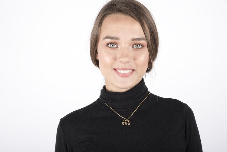 Elephant Gold Origami Geometric Necklace
