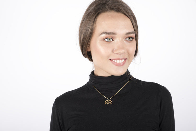 Elephant Gold Origami Geometric Necklace