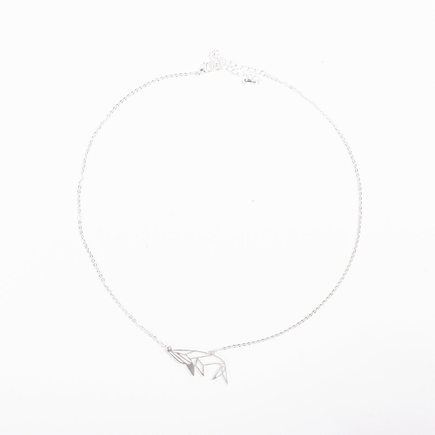Whale Silver Origami Geometric Necklace
