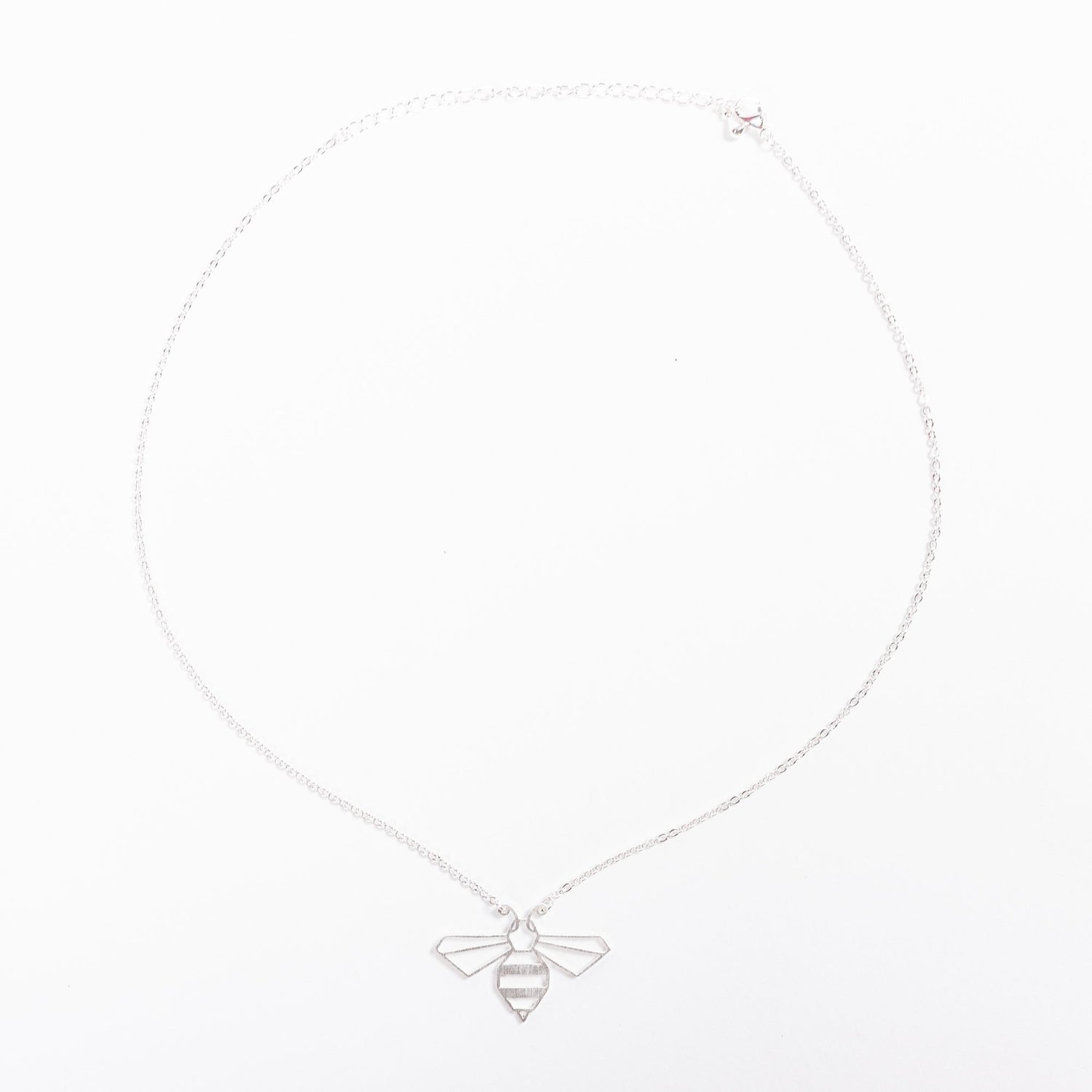 Bee Silver Origami Geometric Necklace