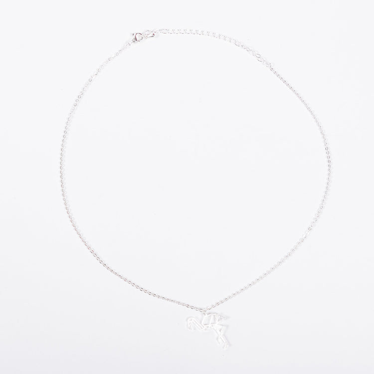 Flamingo Silver Origami Geometric Necklace