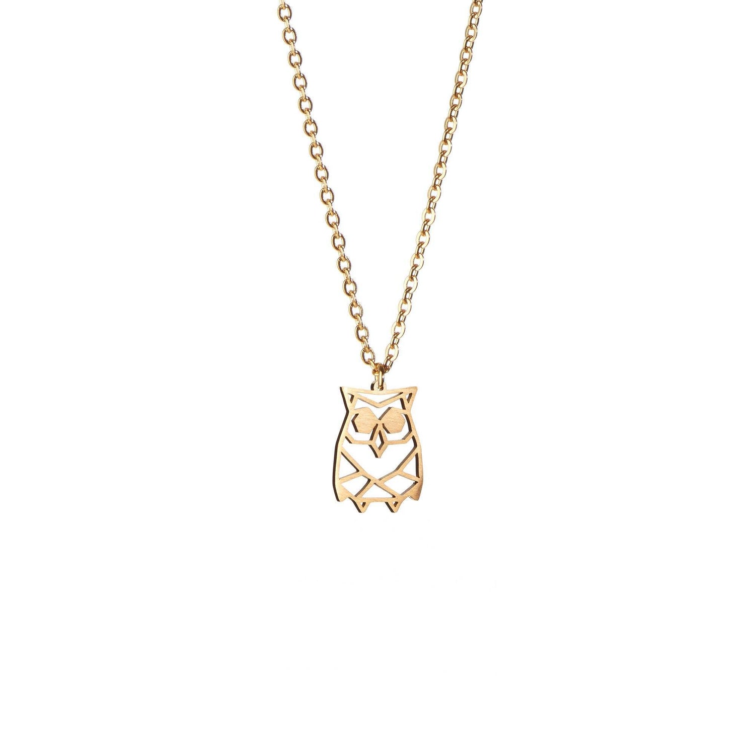 Owl Gold Origami Geometric Necklace