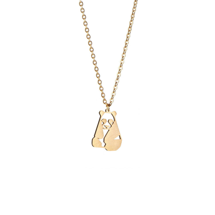 Panda Gold Origami Geometric Necklace