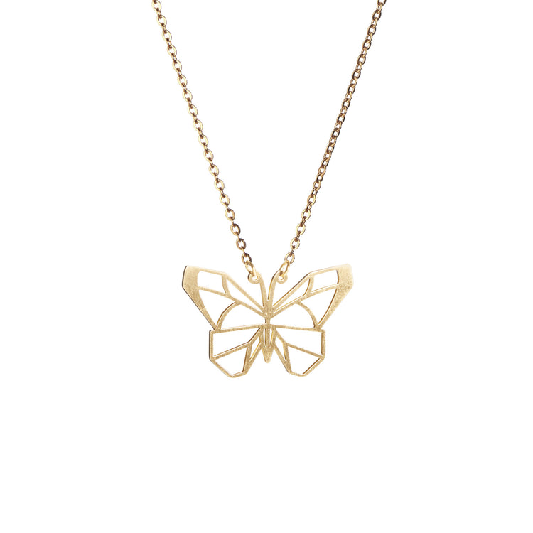 Butterfly Gold Origami Geometric Necklace