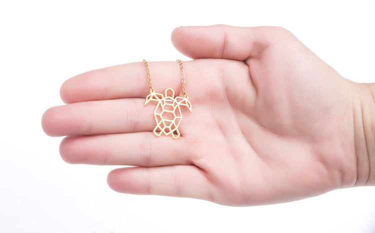 Turtle Gold Origami Geometric Necklace