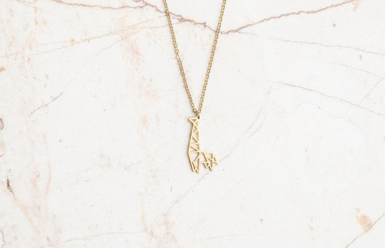 Giraffe Gold Origami Geometric Necklace