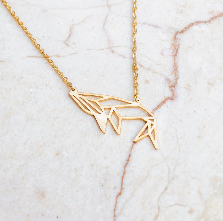 Whale Gold Origami Geometric Necklace