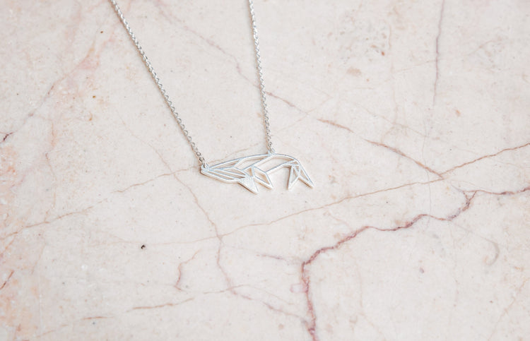 Whale Silver Origami Geometric Necklace