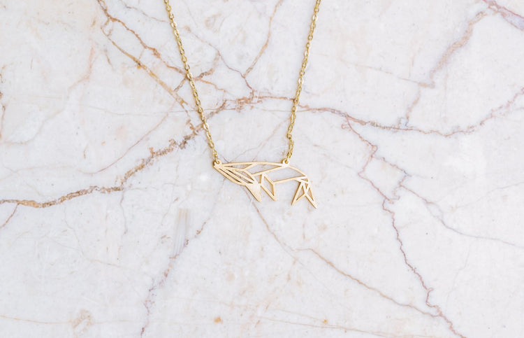 Whale Gold Origami Geometric Necklace