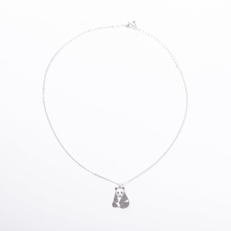 Panda Silver Origami Geometric Necklace
