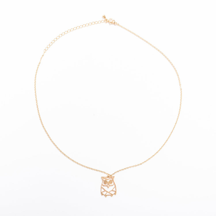 Owl Gold Origami Necklace