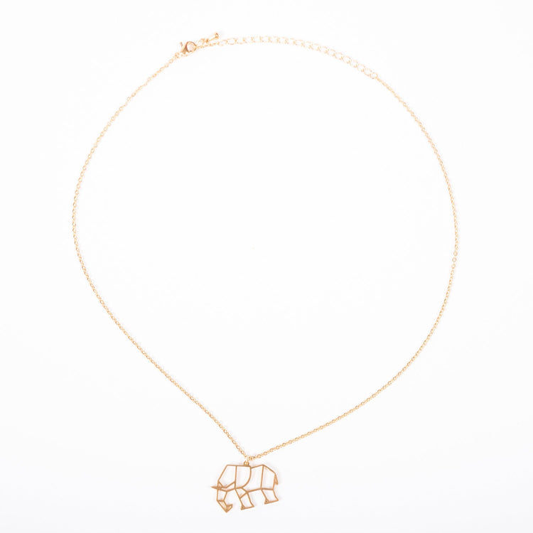 Elephant Gold Origami Geometric Necklace