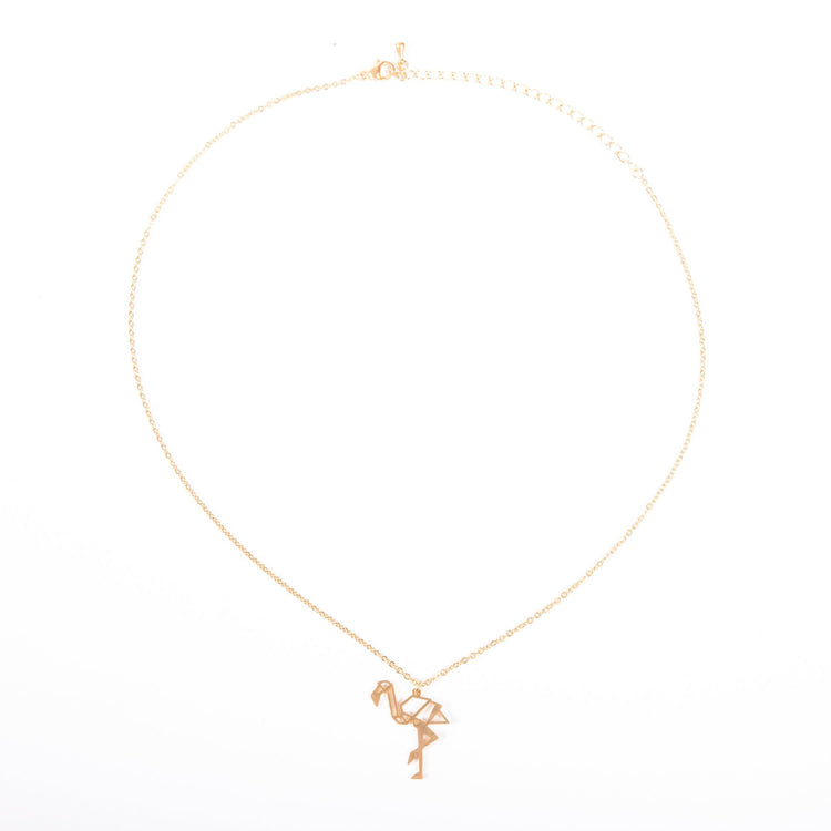 Flamingo Gold Origami Geometric Necklace