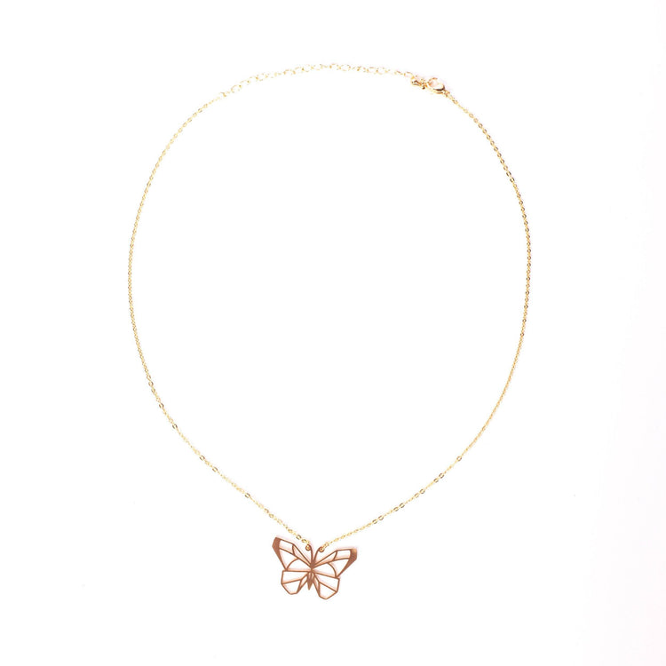 Butterfly Gold Origami Geometric Necklace