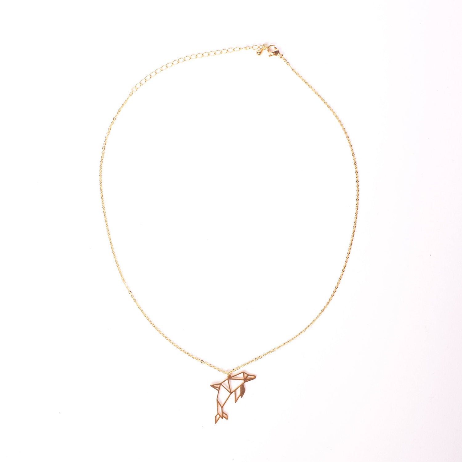 Dolphin Gold Origami Geometric Necklace