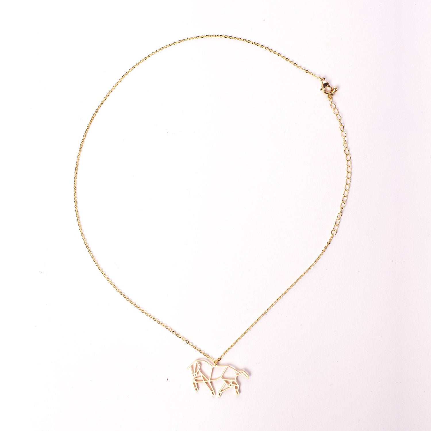 Horse Gold Origami Geometric Necklace