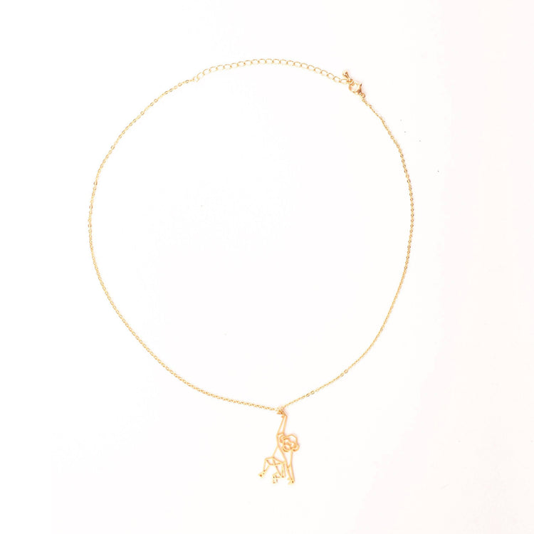 Monkey Gold Origami Geometric Necklace