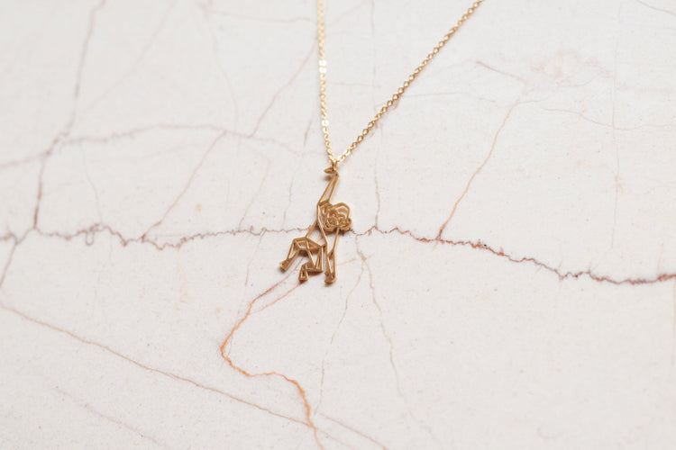 Monkey Gold Origami Geometric Necklace