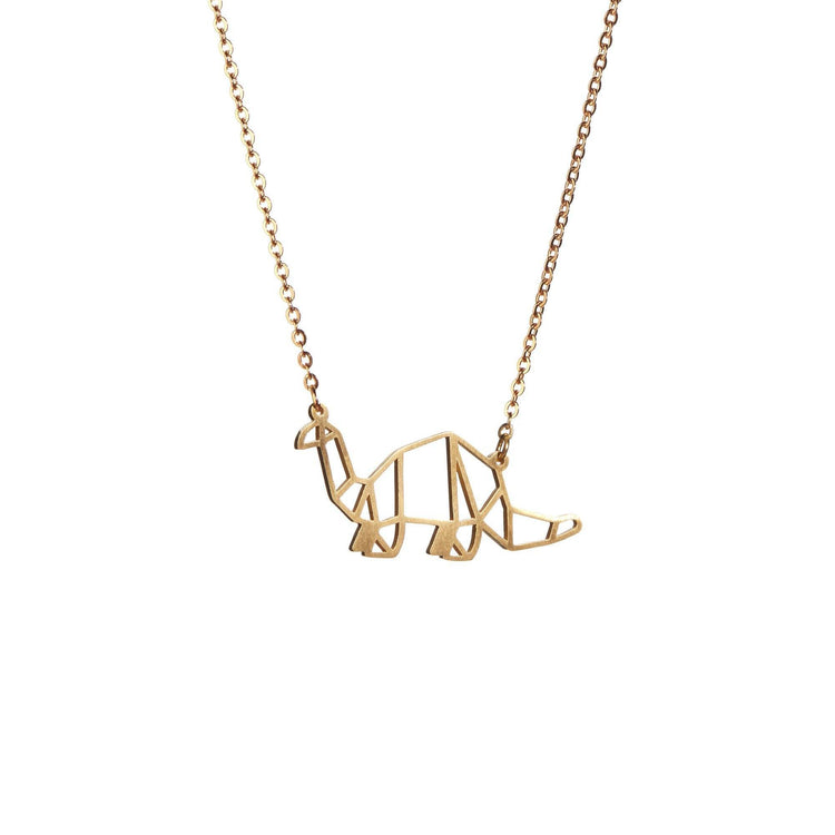 Dinosaur Gold Origami Geometric Necklace