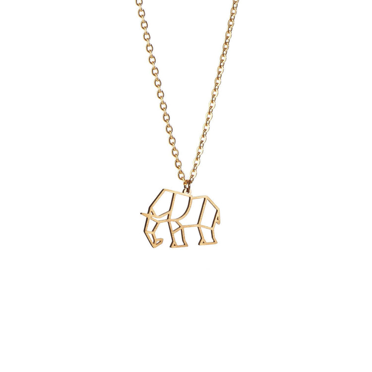 Elephant Gold Origami Geometric Necklace