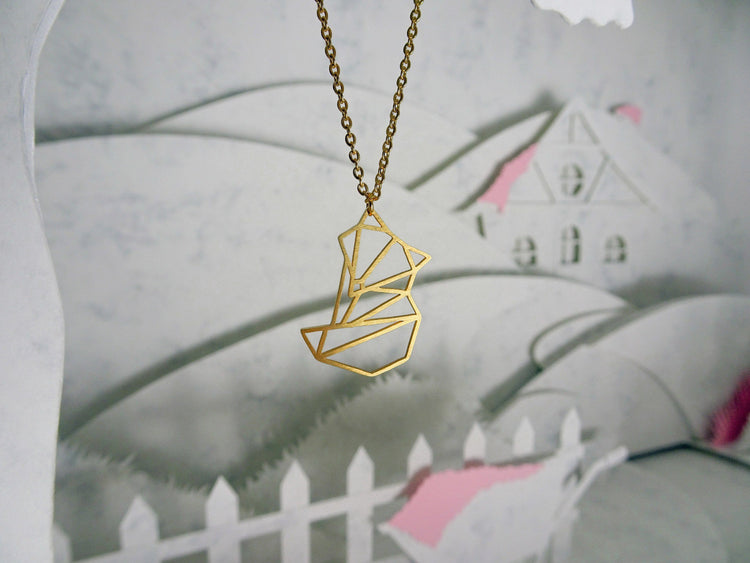 Fox Gold Origami Geometric Necklace