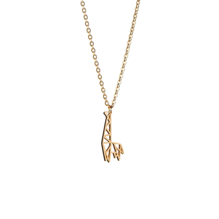 Giraffe Gold Origami Geometric Necklace