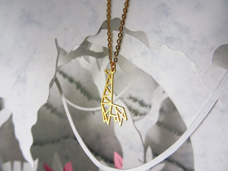Giraffe Gold Origami Geometric Necklace