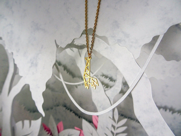 Giraffe Gold Origami Geometric Necklace