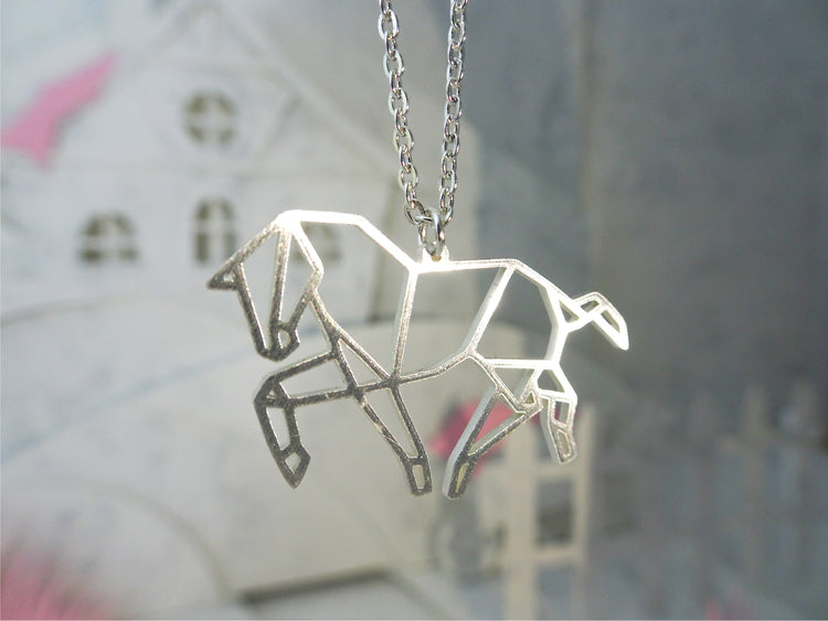 Horse Silver Origami Animal Necklace