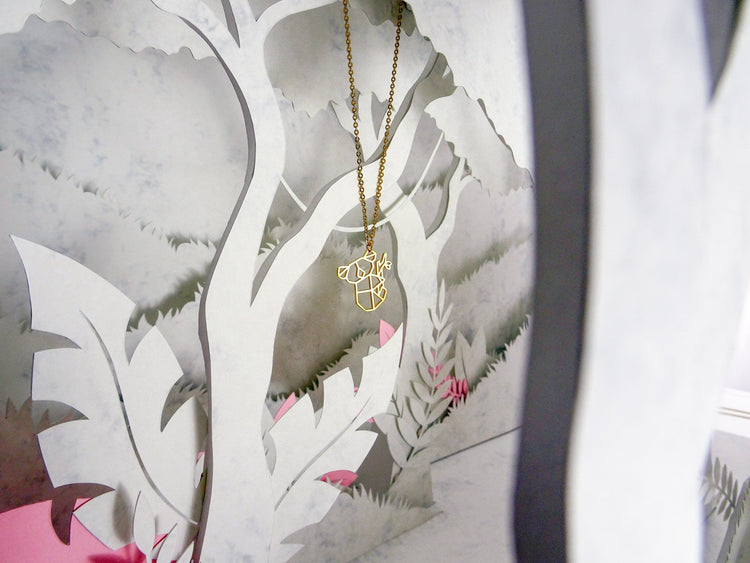 Koala Gold Origami Geometric Necklace