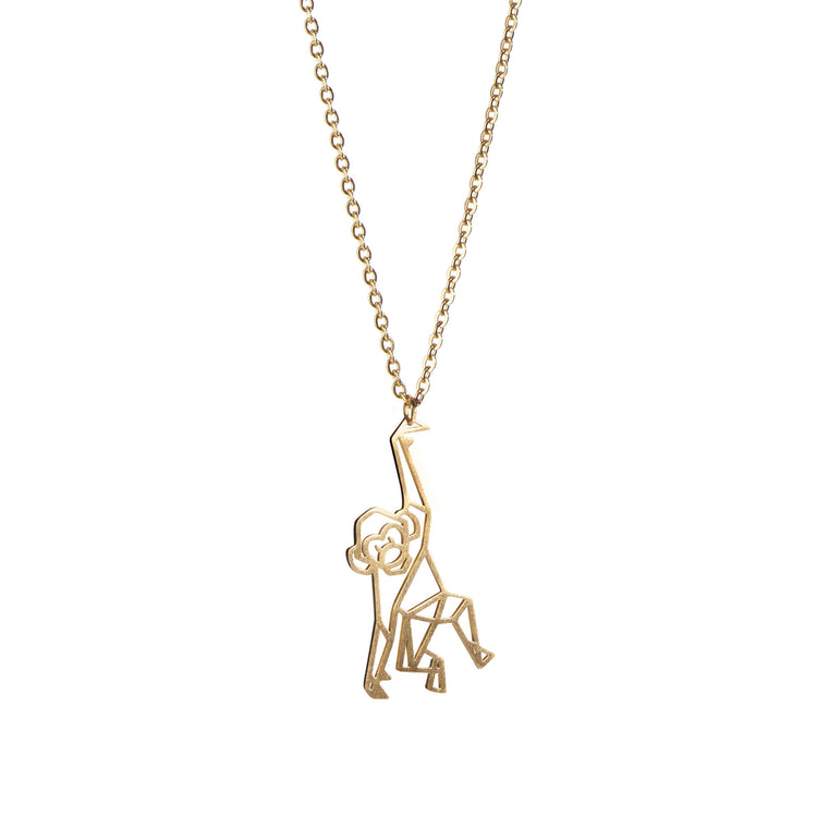 Monkey Gold Origami Geometric Necklace