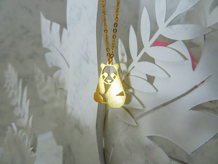 Panda Gold Origami Geometric Necklace