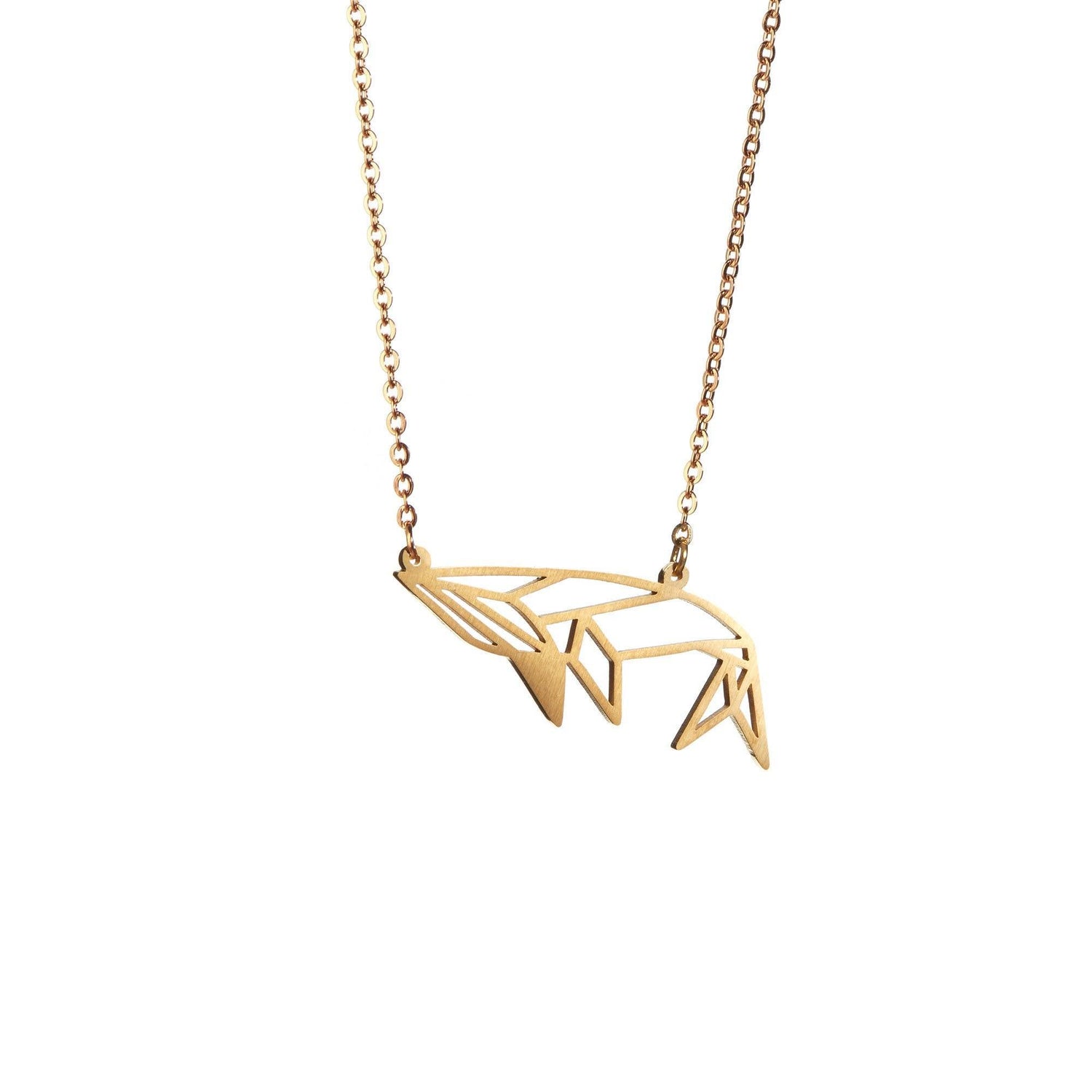 Whale Gold Origami Geometric Necklace