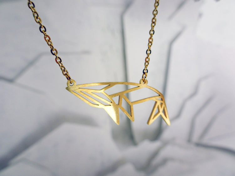 Whale Gold Origami Geometric Necklace