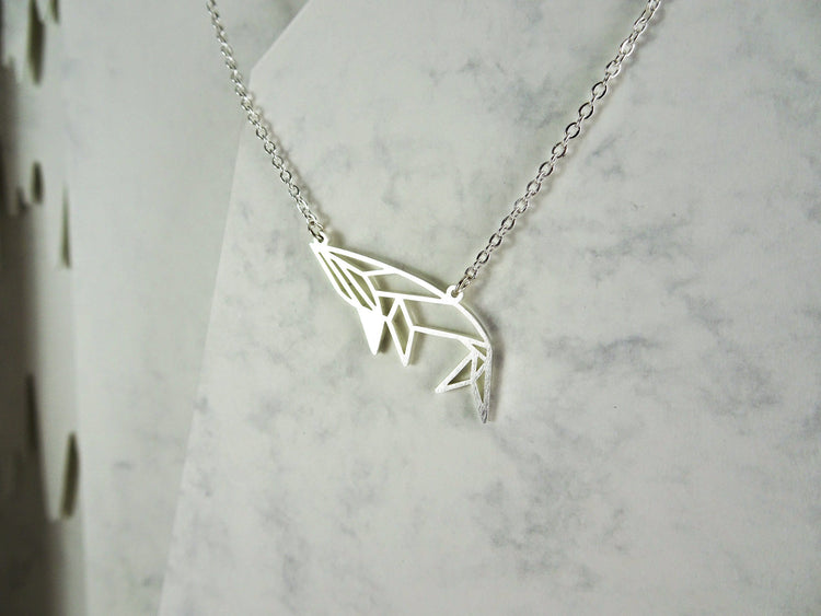 Whale Silver Origami Geometric Necklace