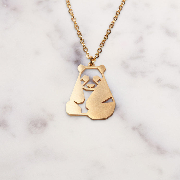 Panda Gold Origami Geometric Necklace
