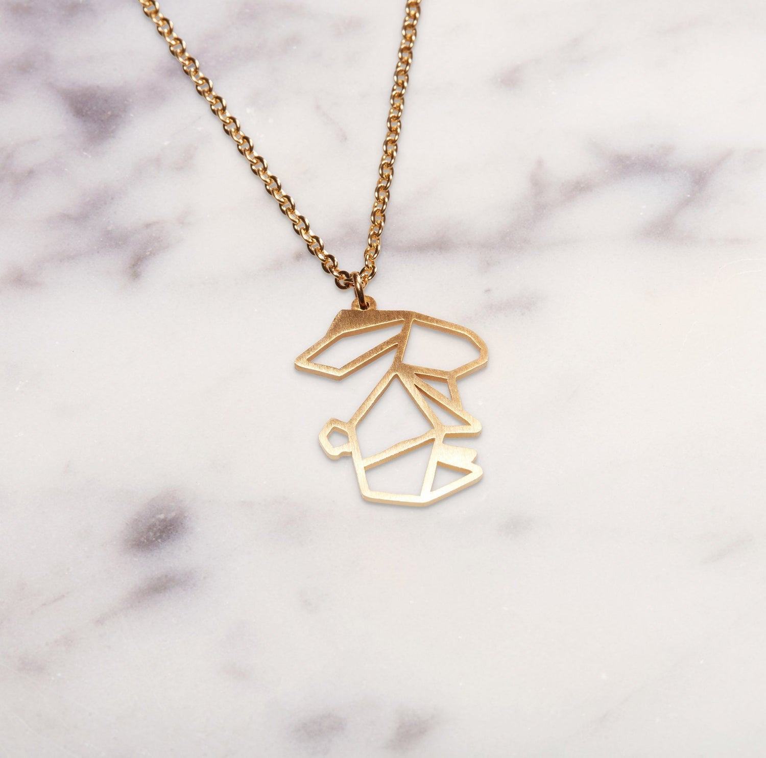 Rabbit Gold Origami Geometric Necklace
