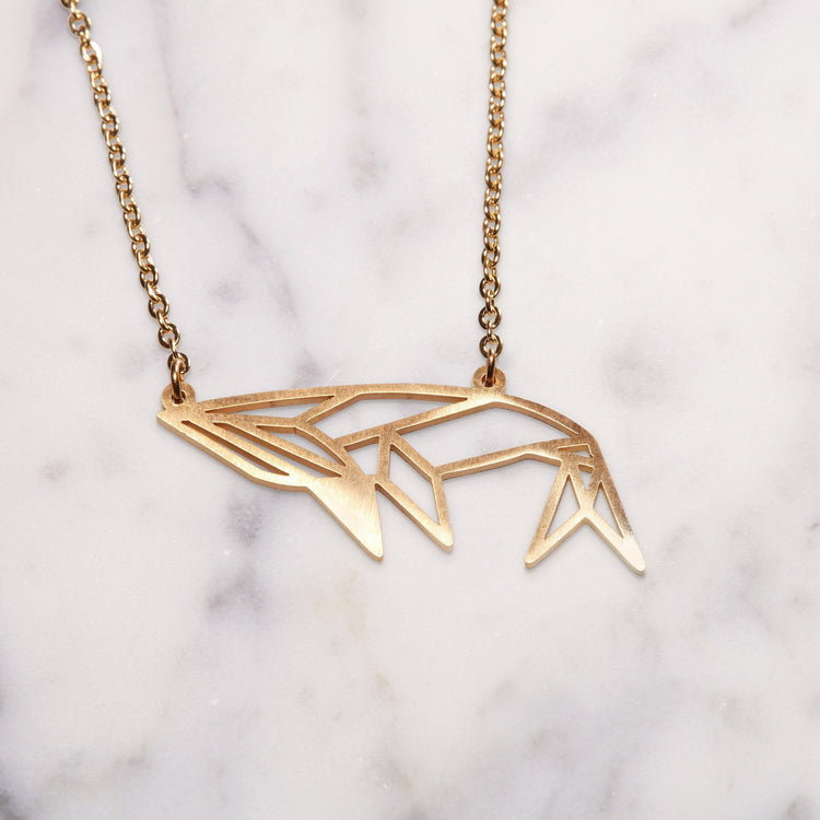 Whale Gold Origami Geometric Necklace